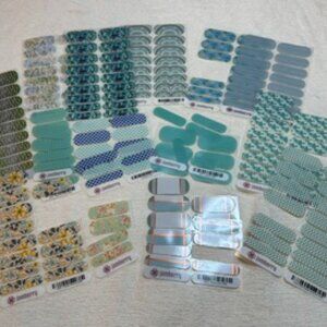 💅Jamberry Nail Wrap Lot: 14 Full & Partial Sets, Artsy, Floral, Aquas/Greens💅